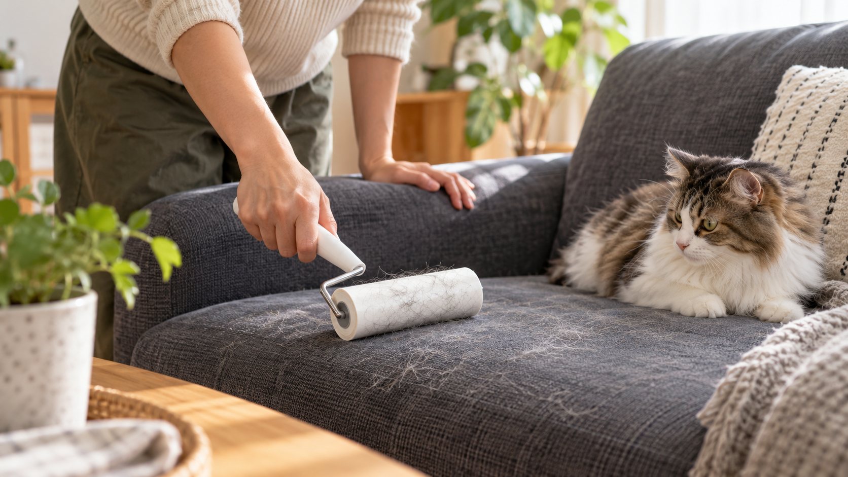 ソファに残る猫の毛の取り方。布用ローラーを選ぶ前にのアイキャッチ
